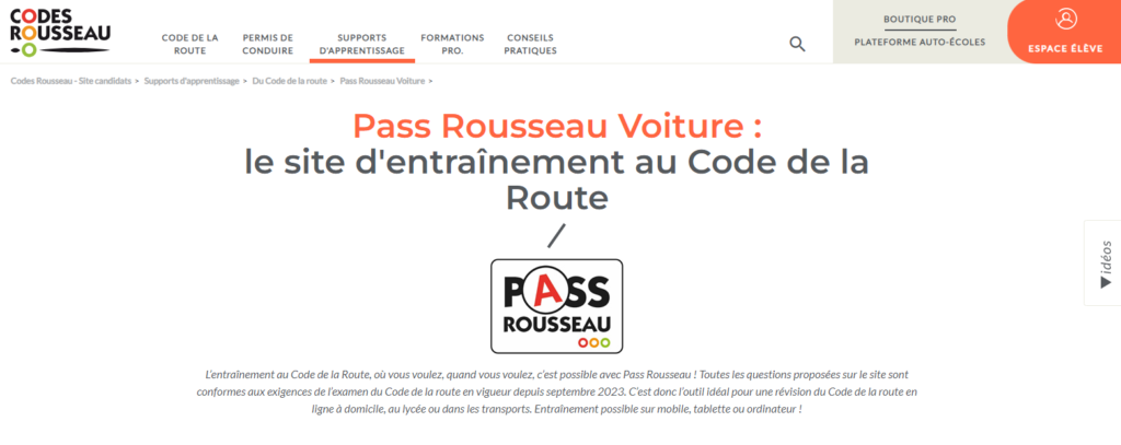 code rousseau pour réviser code de la route